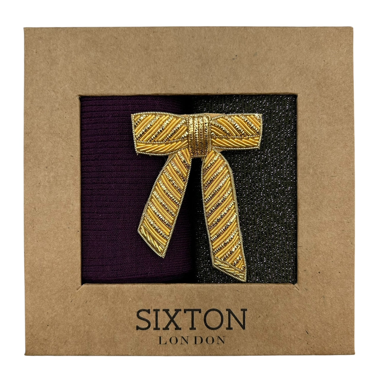 Barcelona Purple & Tokyo Ivy sock box duo with pin