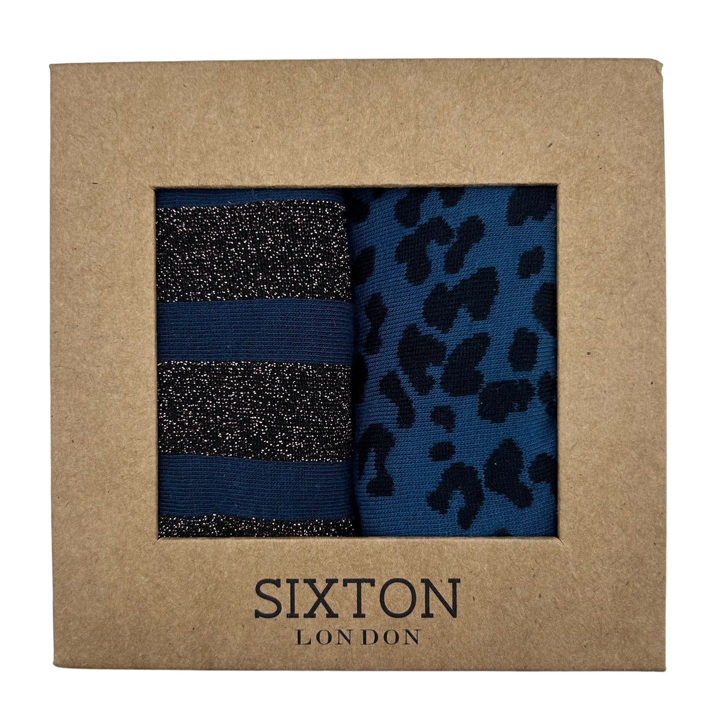 Denim Leopard & Berlin sock box duo