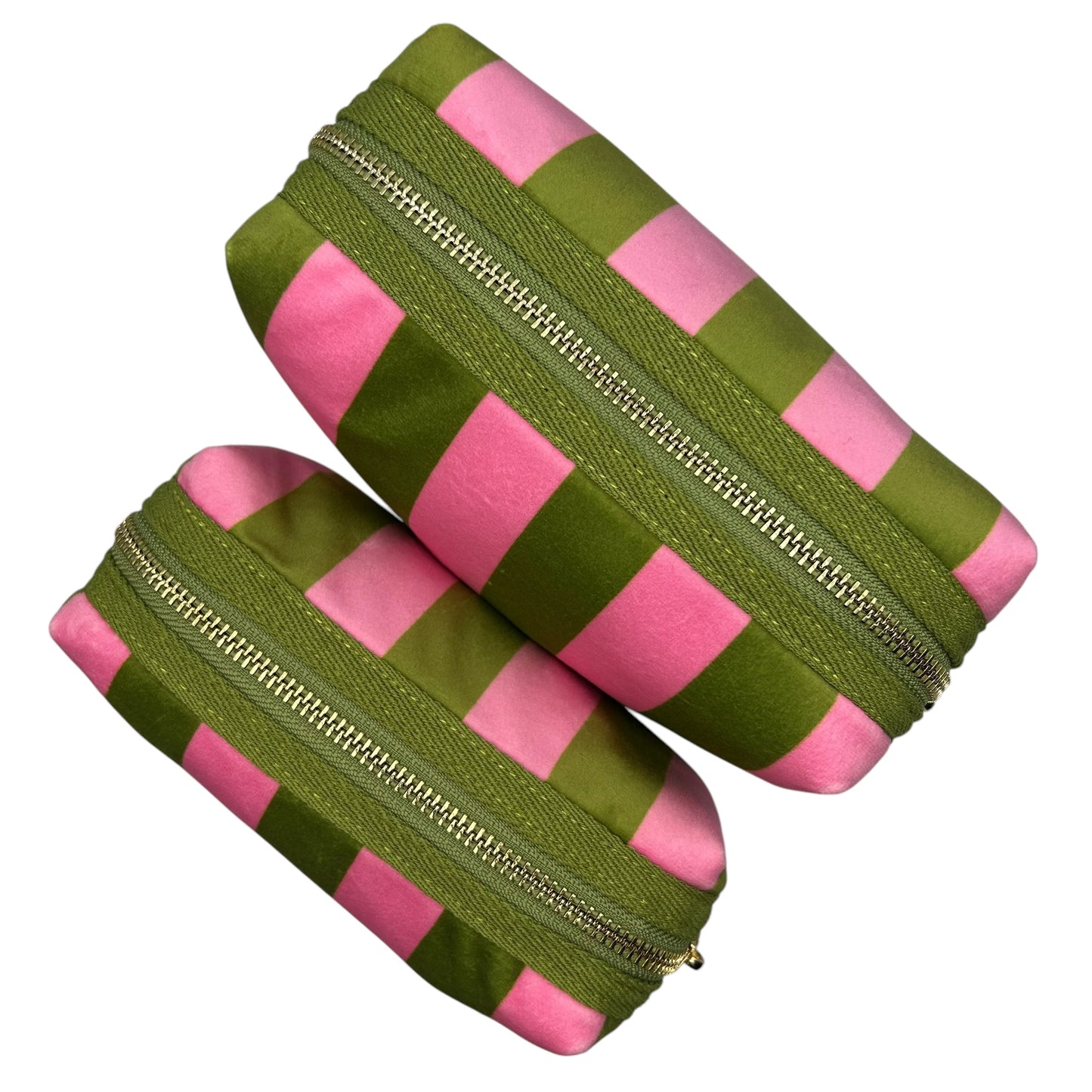 Chartreuse stripe make-up bag with Lobster pin