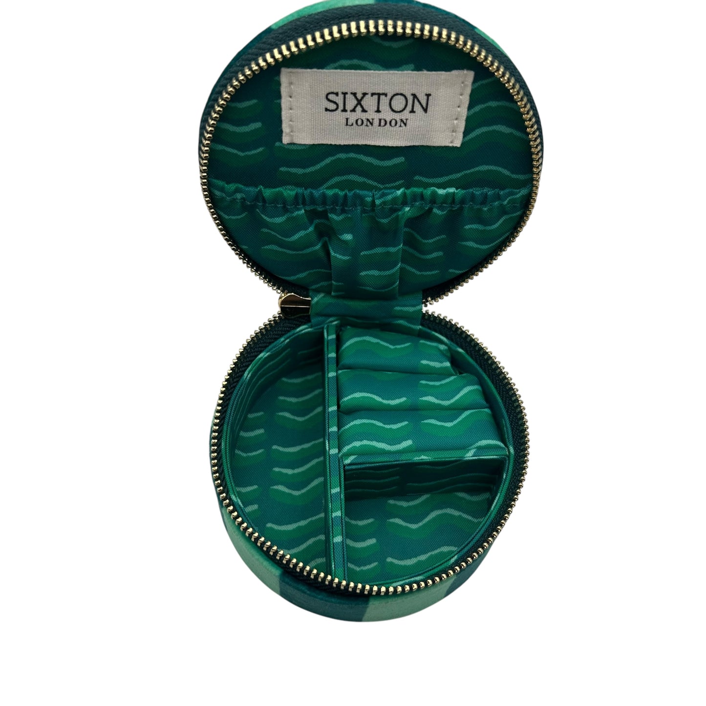 Jewellery Travel Pot in teal stripe - Red lobster brooch