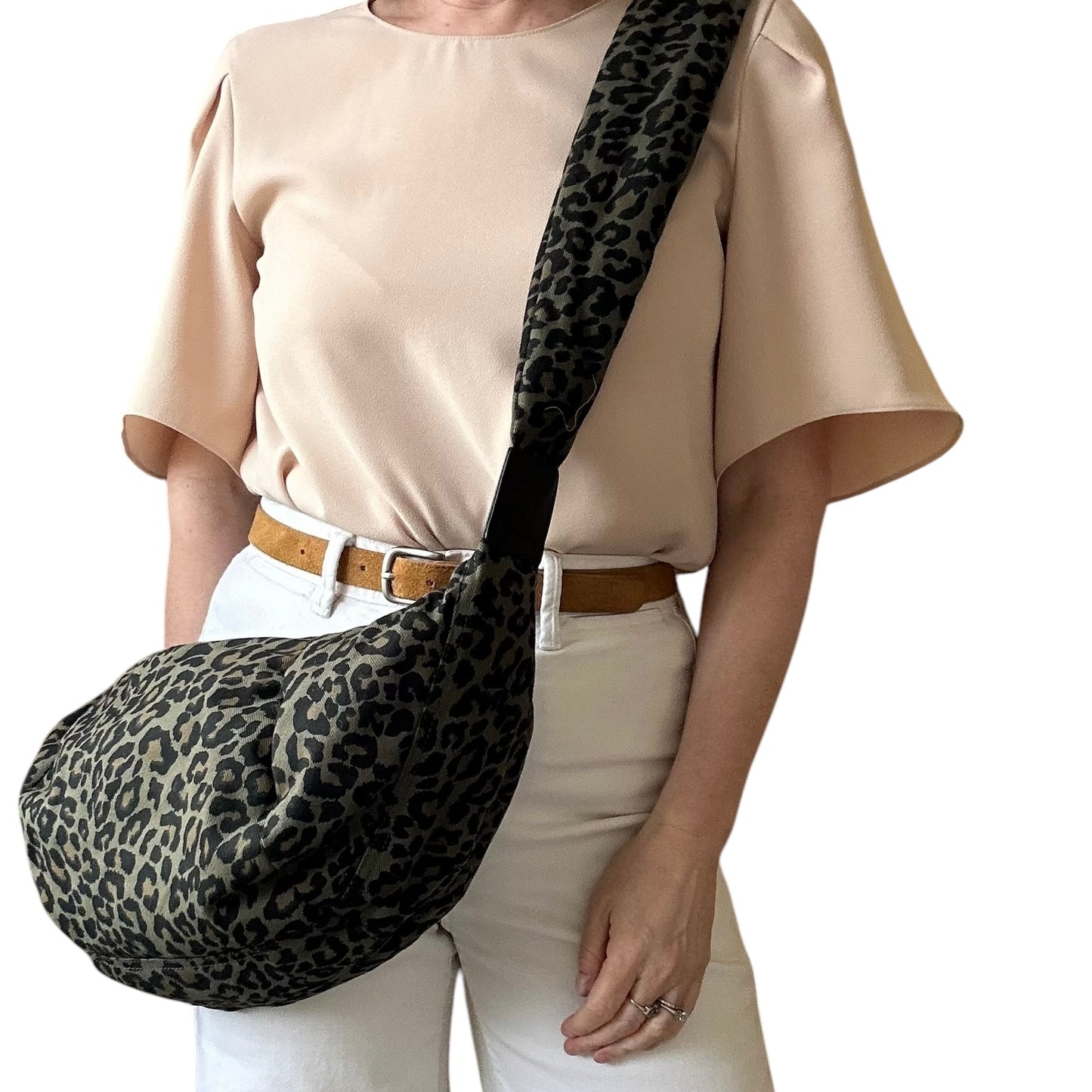 Brixton cross body sling bag - leopard print green - large
