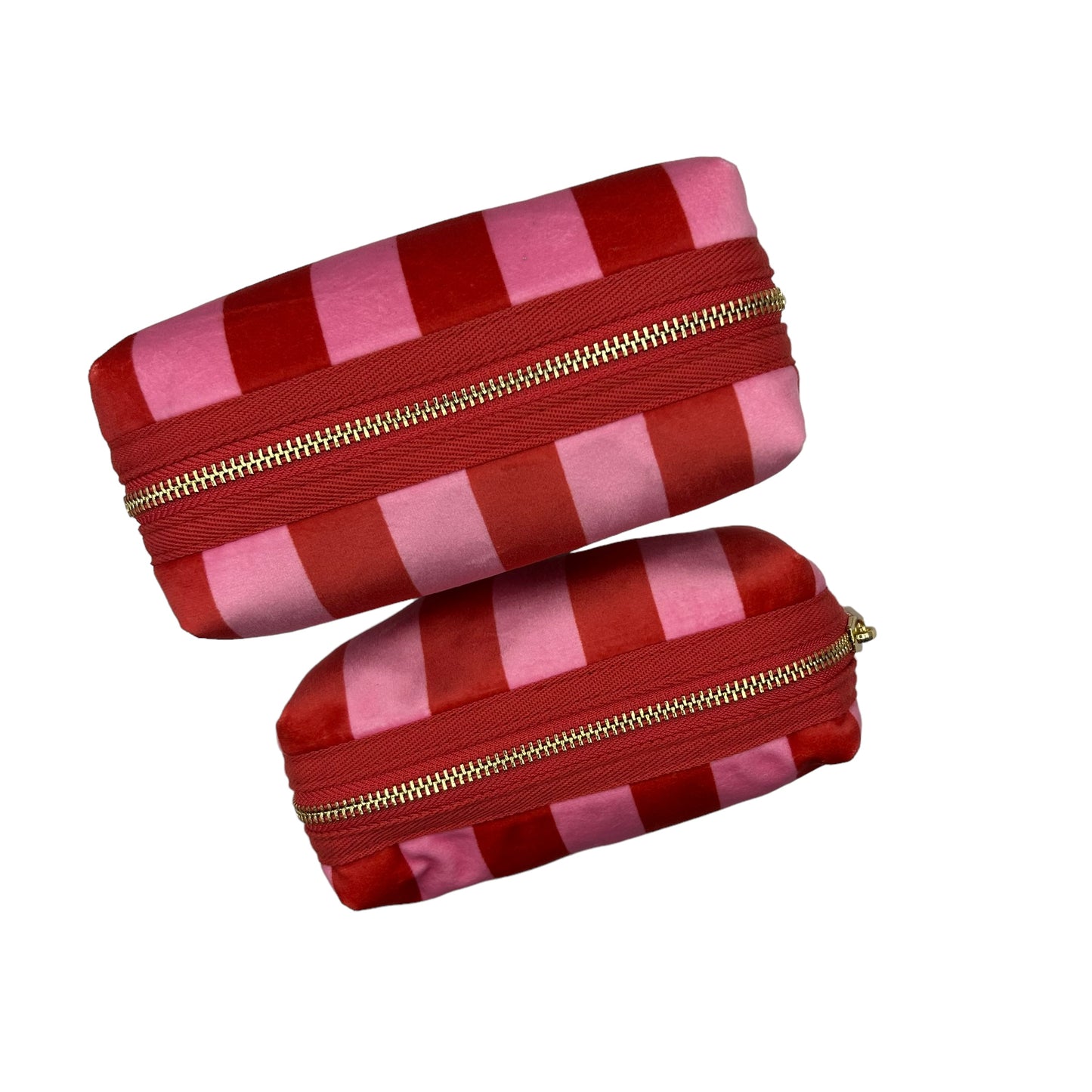 Pink stripe makeup bag with Pink Jewelled Insect brooch (two sizes)