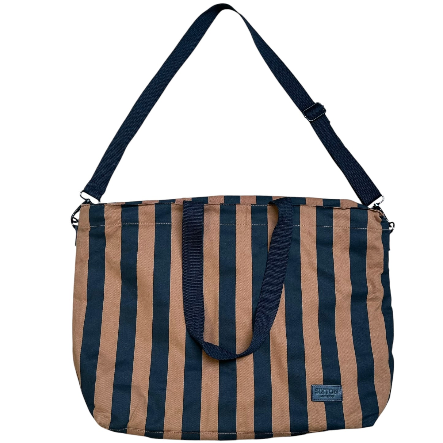 Weekend tote bag - Striped Brown & Black