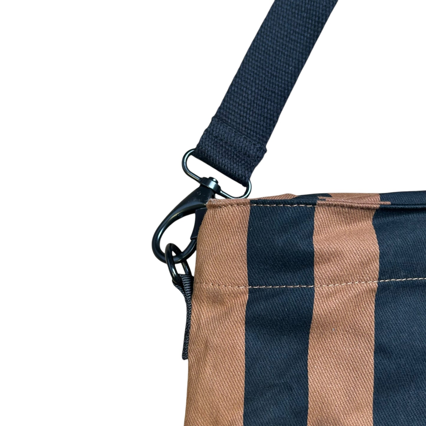 Weekend tote bag - Striped Brown & Black