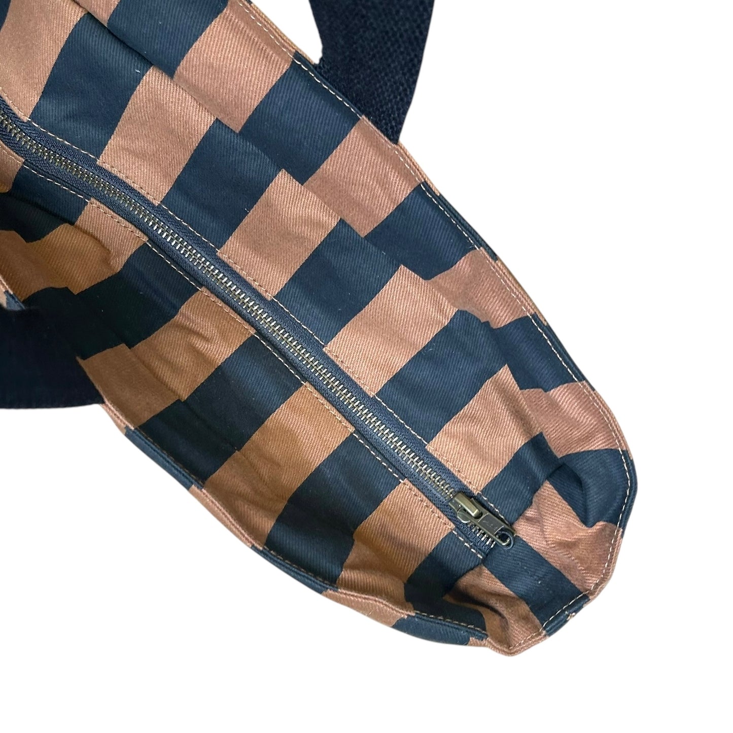 Weekend tote bag - Striped Brown & Black
