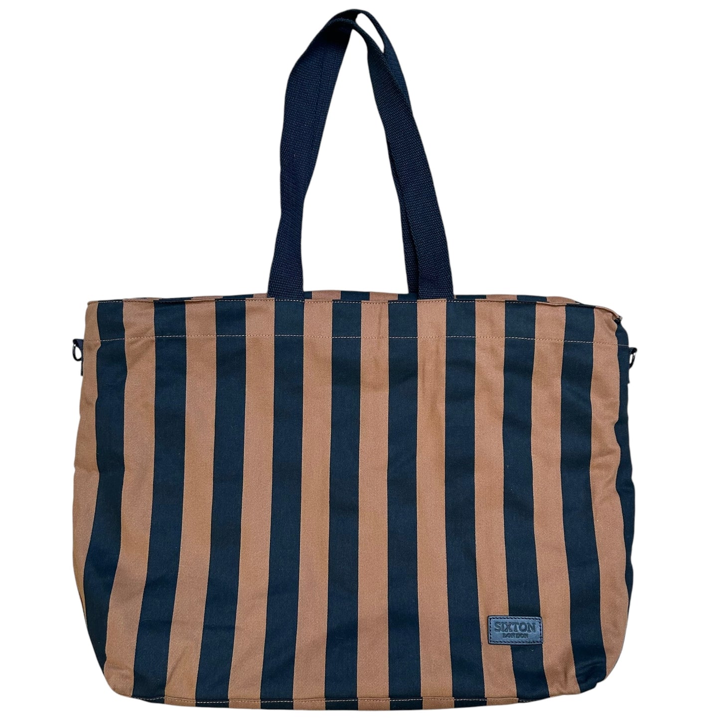 Weekend tote bag - Striped Brown & Black
