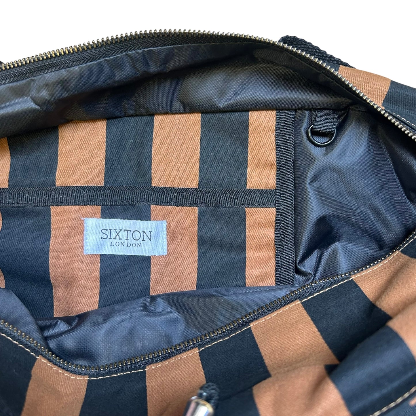 Weekend tote bag - Striped Brown & Black