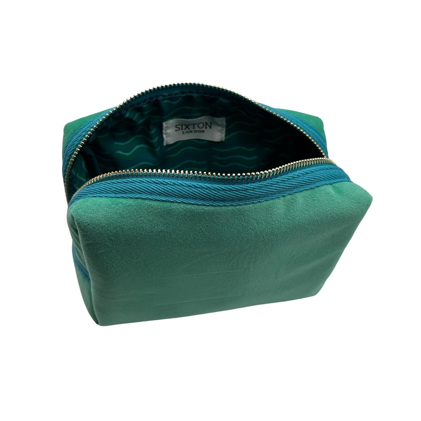 Marine makeup bag & bow pin recycled velvet