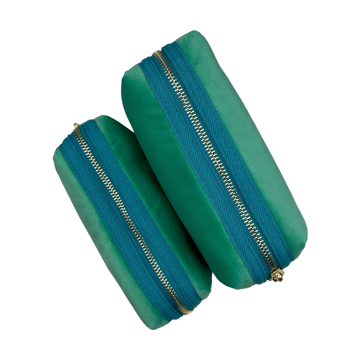 Marine makeup bag & bow pin recycled velvet