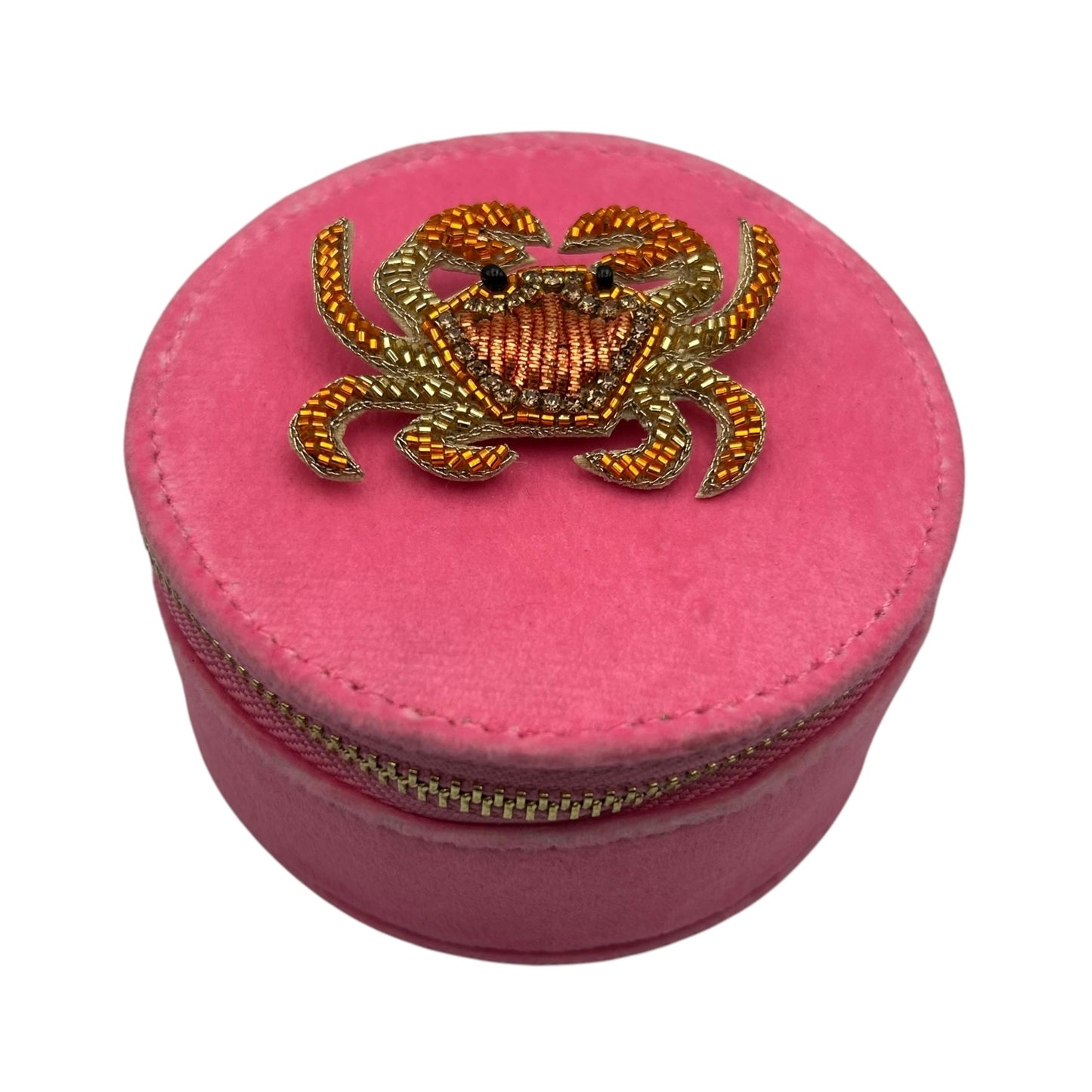 Jewellery Travel Pot in pale pink - Crab brooch