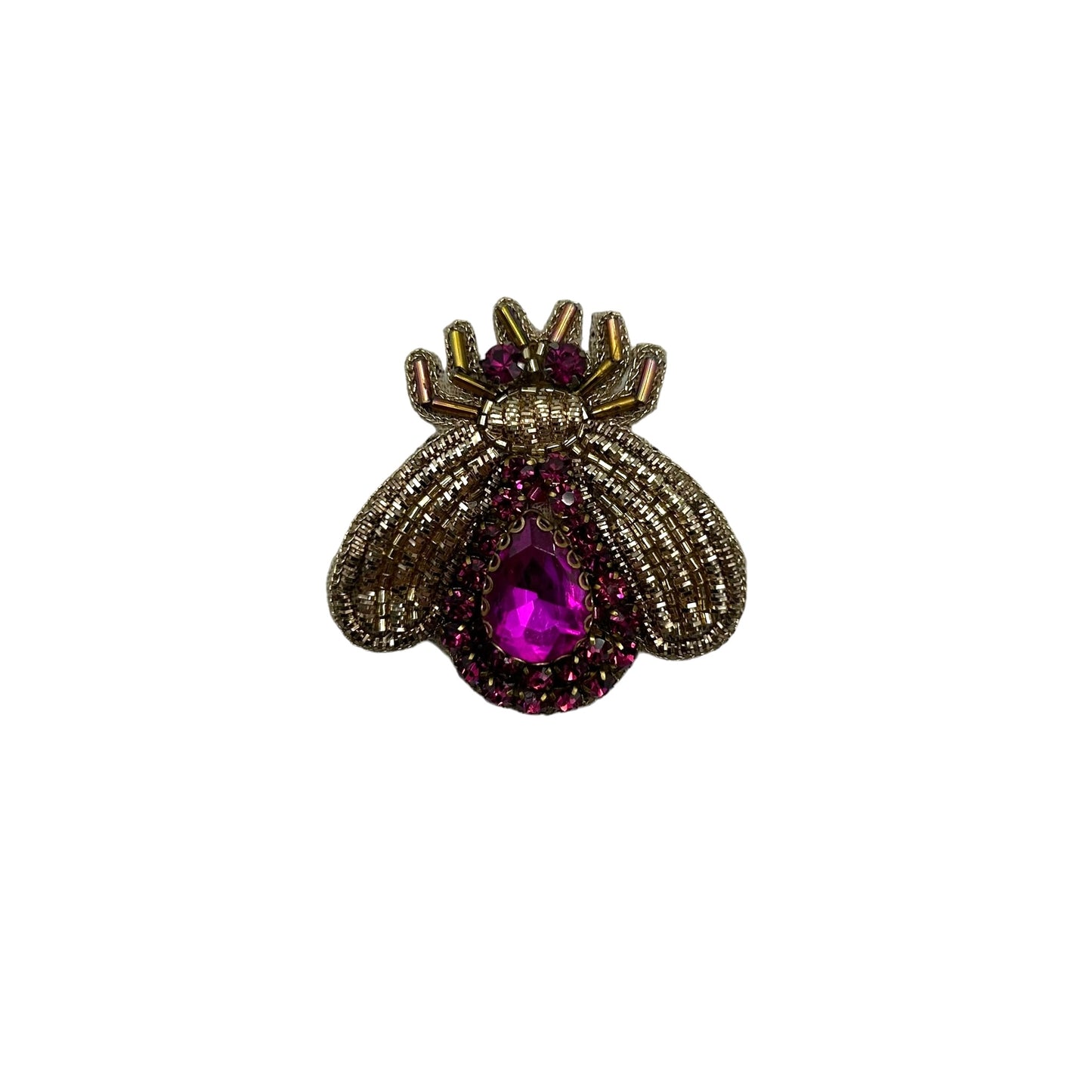 Pink stripe makeup bag with Pink Jewelled Insect brooch (two sizes)