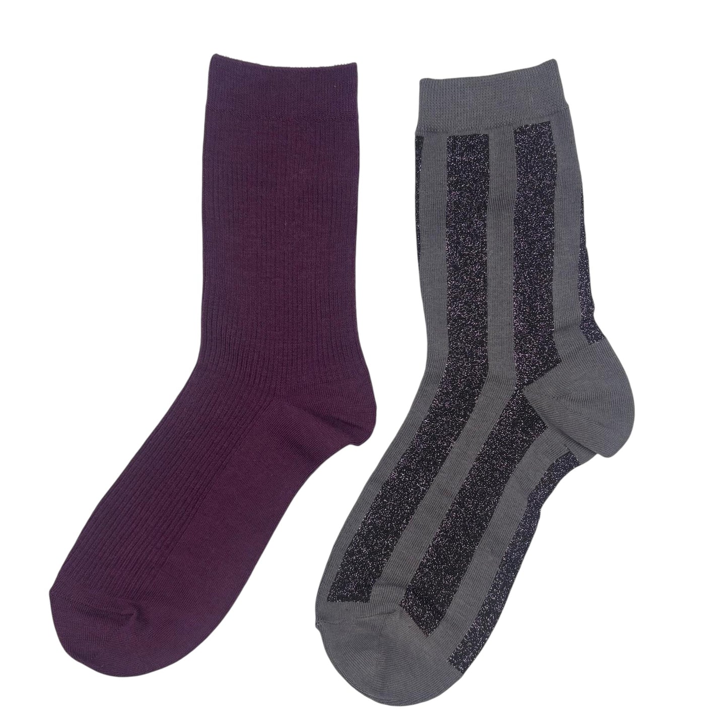 Purple Barcelona & Berlin sock box duo with embroidered brooch