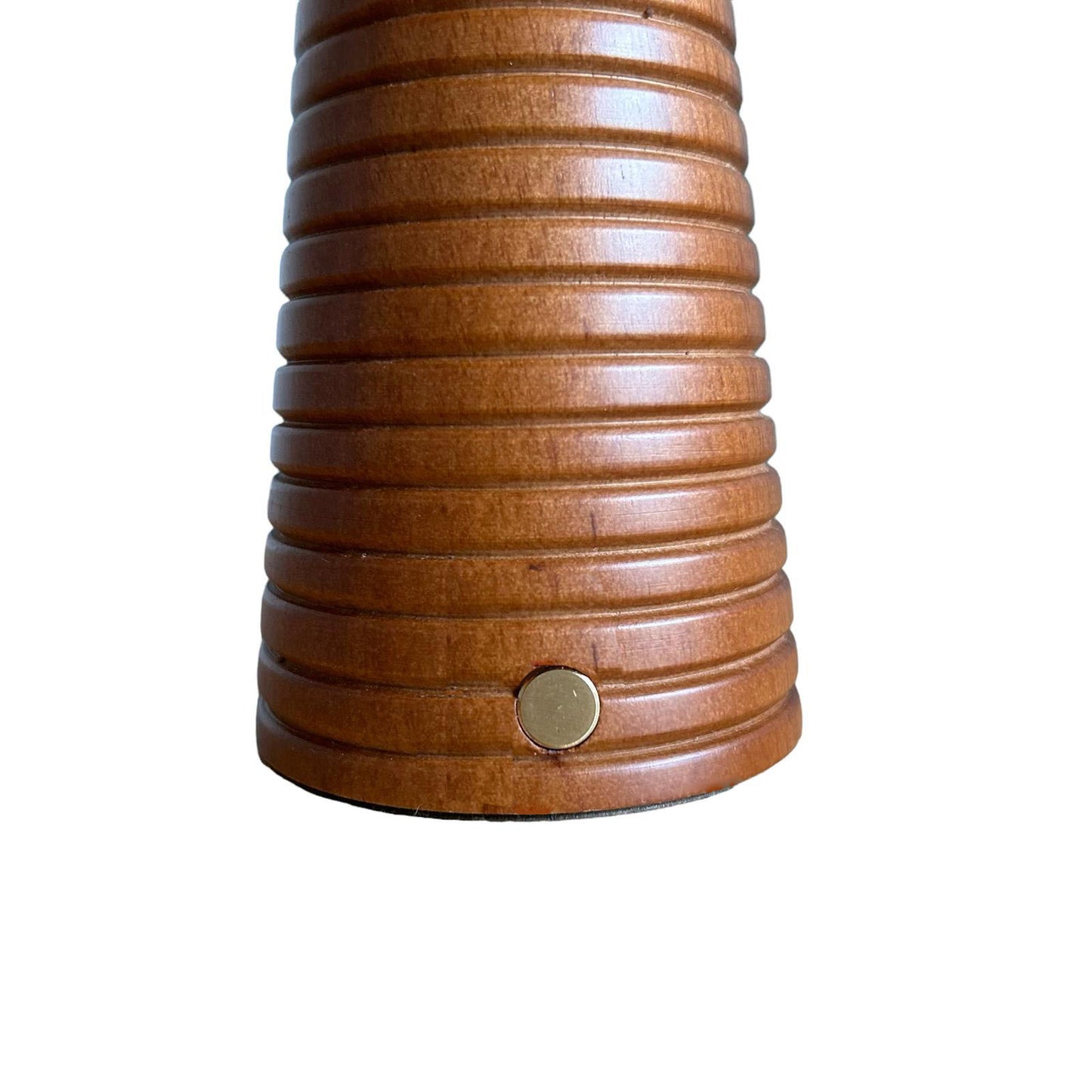 Ribbed Teak style rechargeable touch lamp with black shade