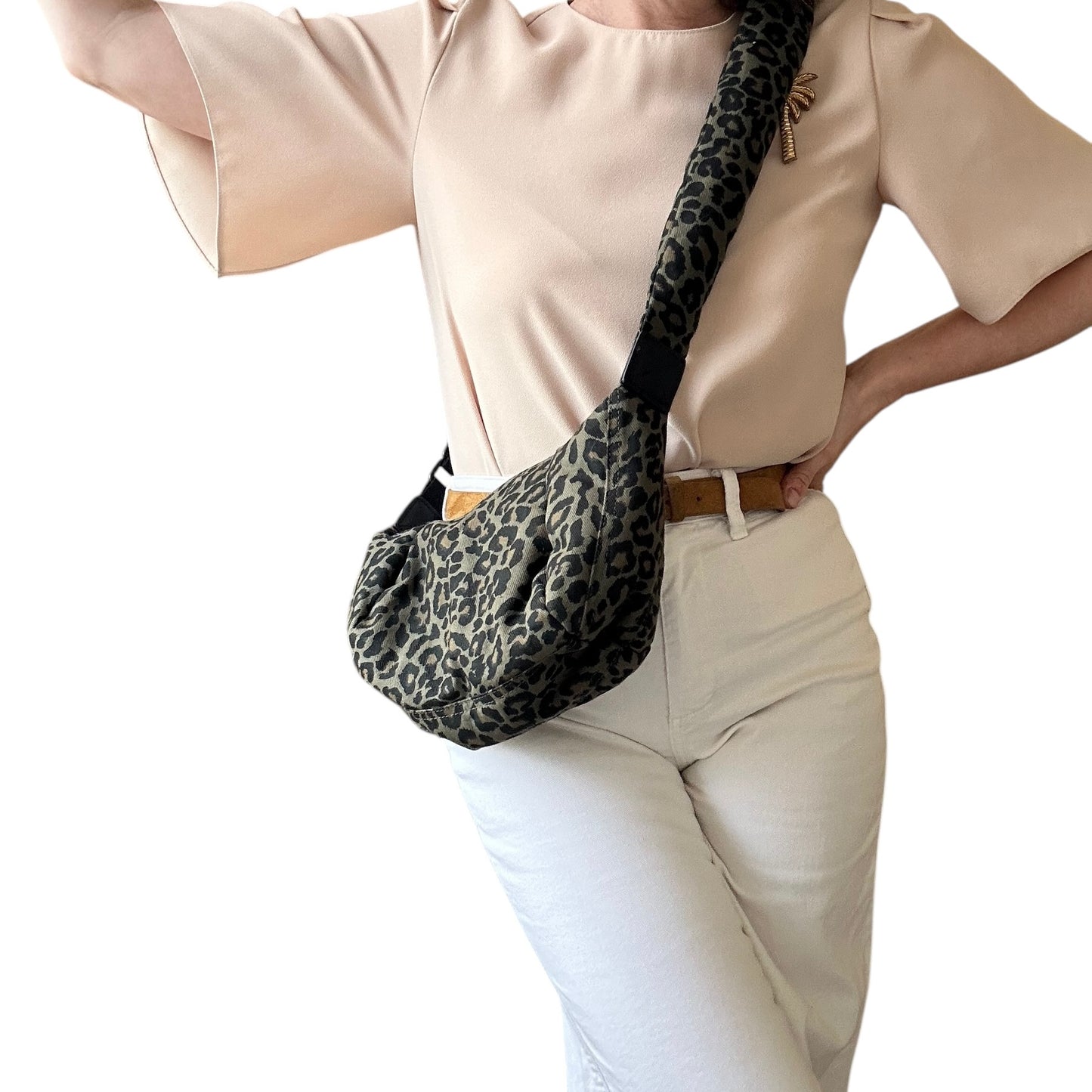 Brixton cross body sling bag - leopard print green - small