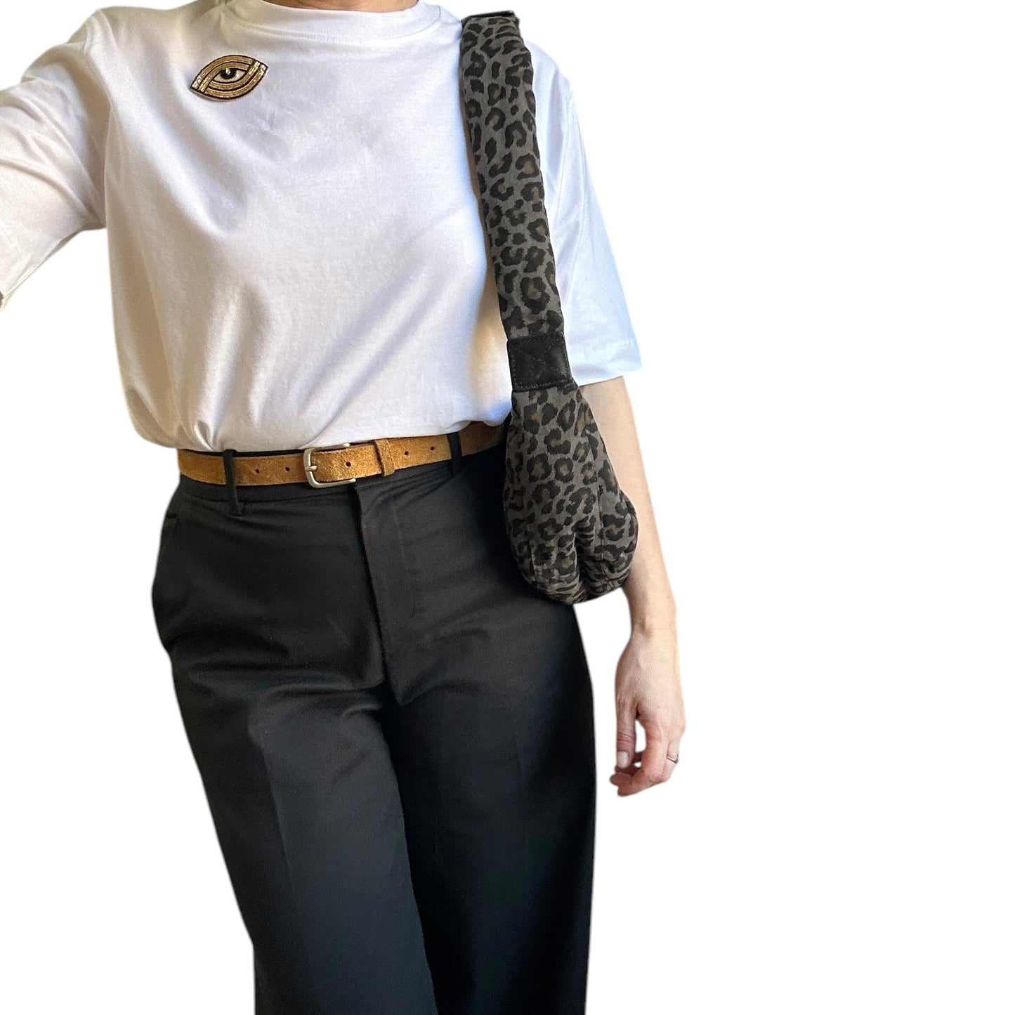 Brixton cross body sling bag - leopard print grey - small