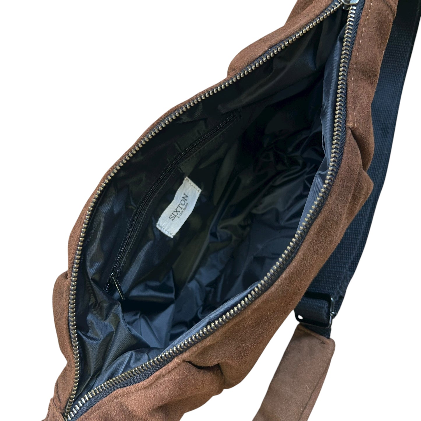 Brixton cross body sling bag - brown suede - small