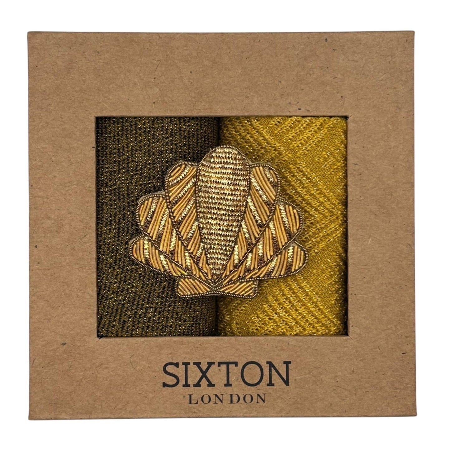 Sunshine Paris & Olive Tokyo sock box duo with embroidered brooch