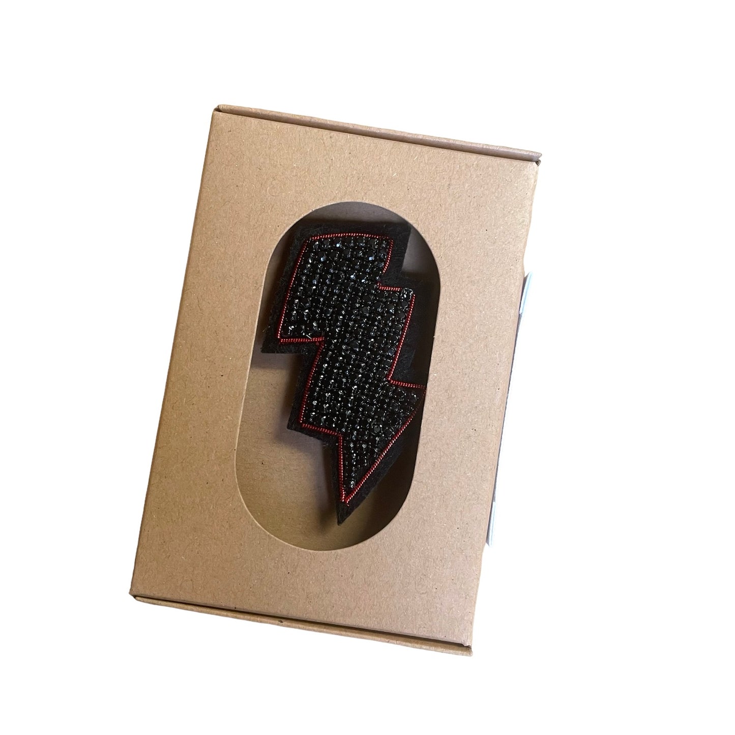 Large Beaded Lightning Bolt brooch / pin