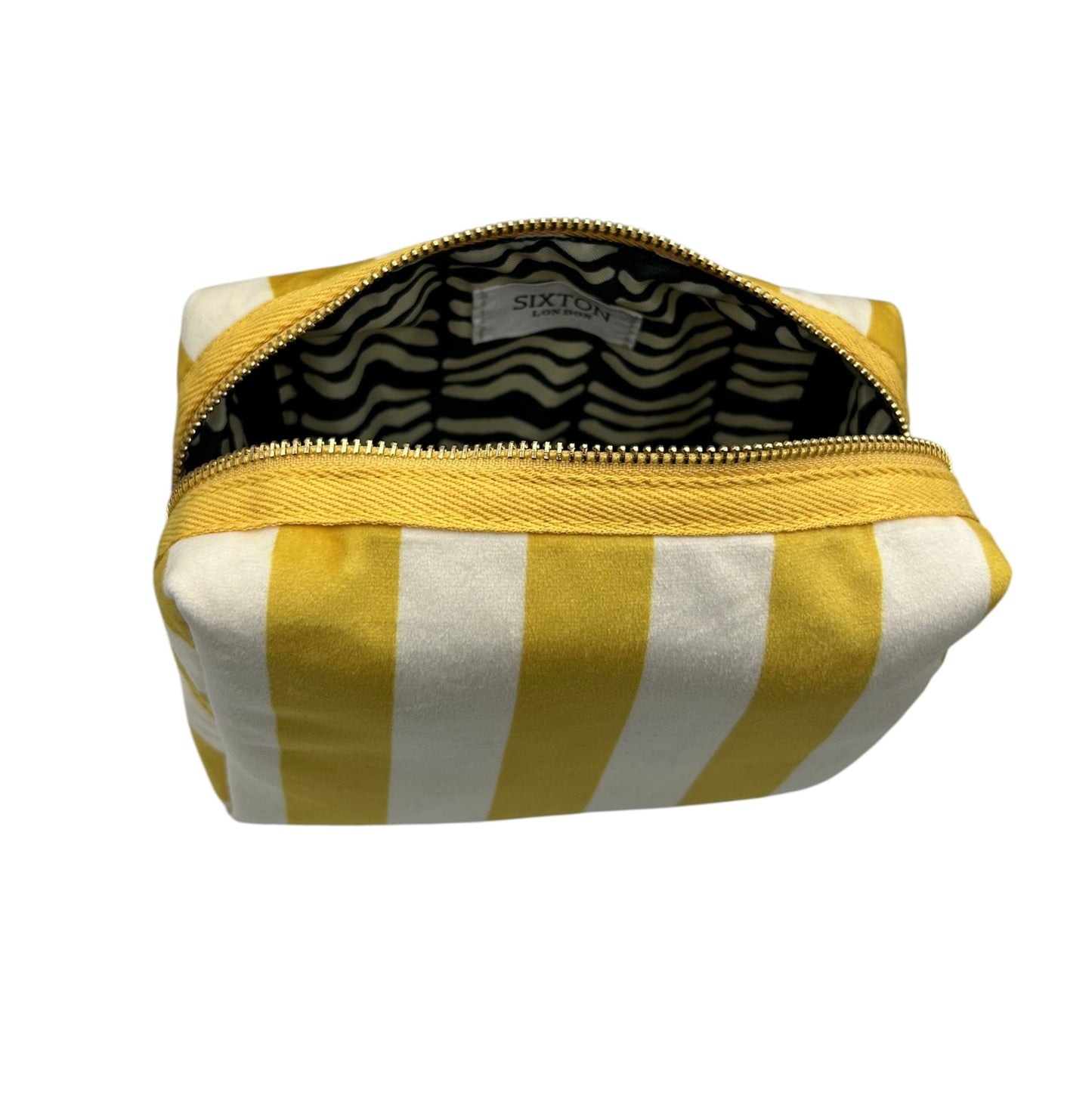 Yellow stripe make-up bag