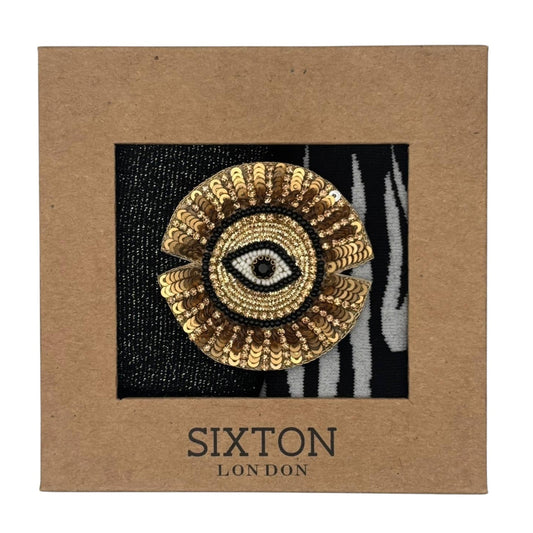 Black Tokyo & Black Savannah sock box duo with embroidered brooch