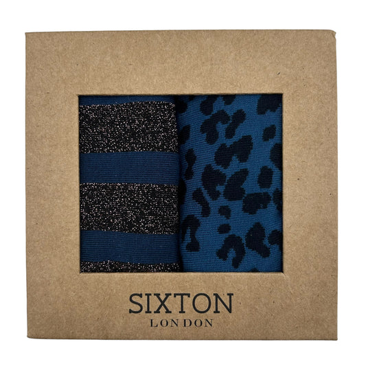 Denim Leopard & Berlin sock box duo