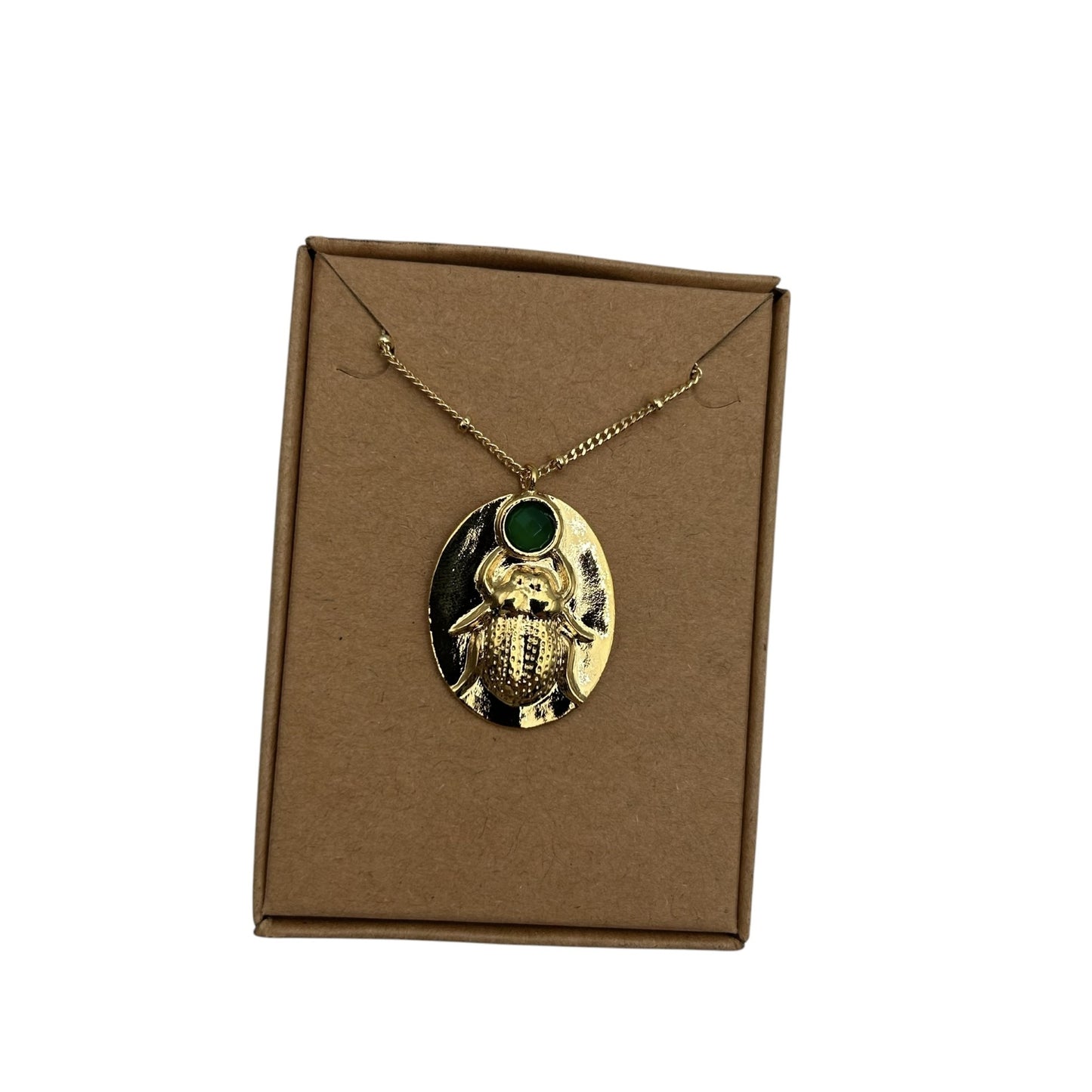 Boho Emerald Beetle Necklace