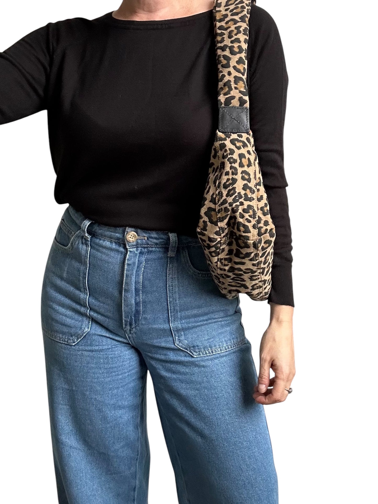 Brixton cross body sling bag - sand leopard print - small