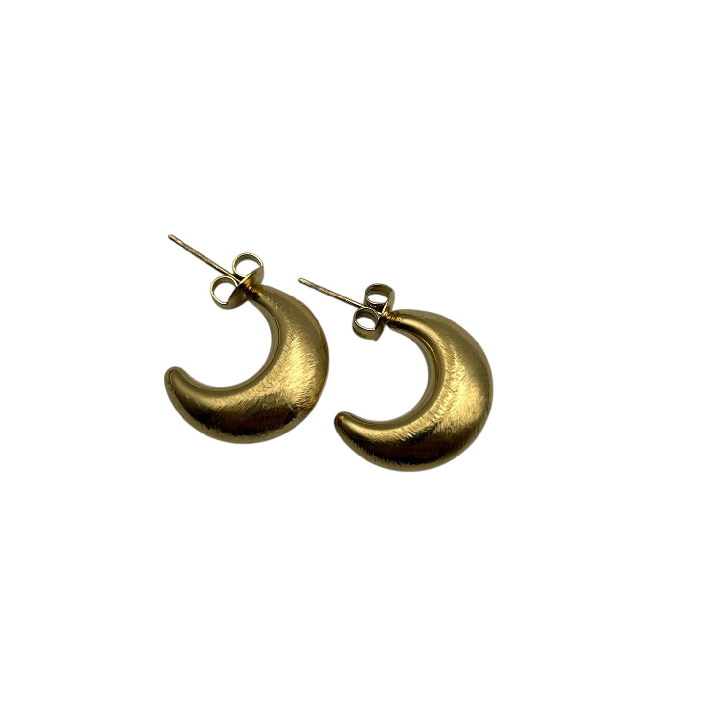 Brushed Metal Moon earrings in gold