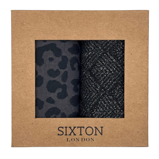 Charcoal Leopard & Paris sock box duo