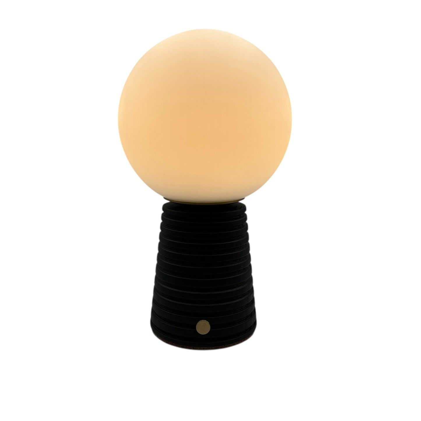 Small Deco Cone Ribbed Charcoal style rechargeable touch lamp