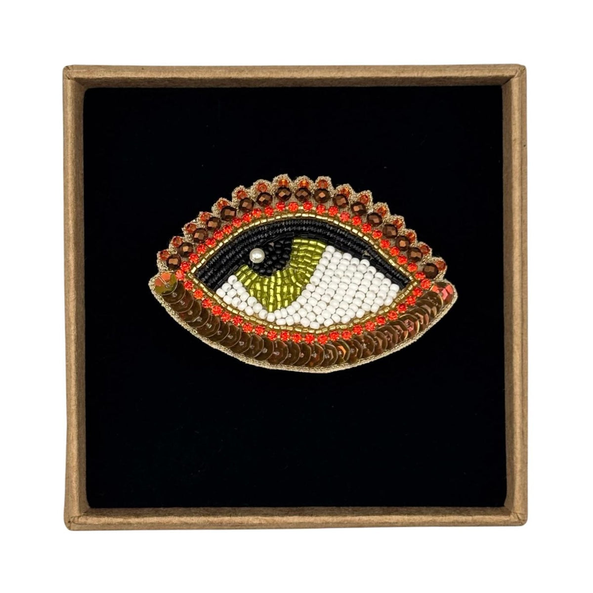 Copper Eye embroidered brooch / pin