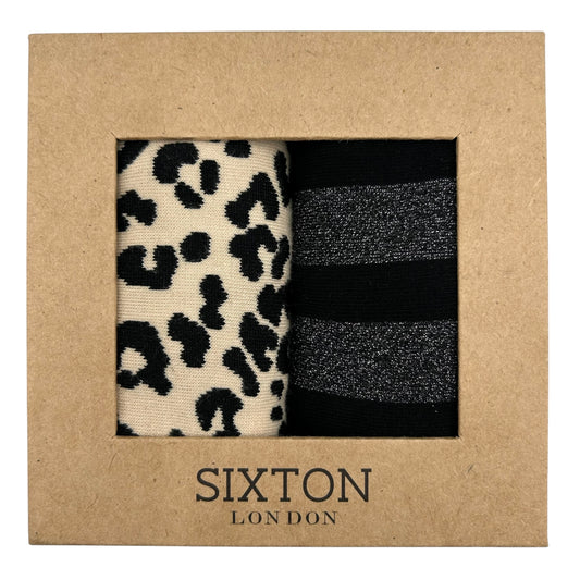 Cream Leopard & Berlin sock box duo