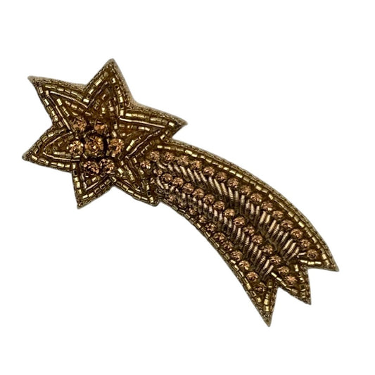 Gold Shooting Star embroidered brooch / pin