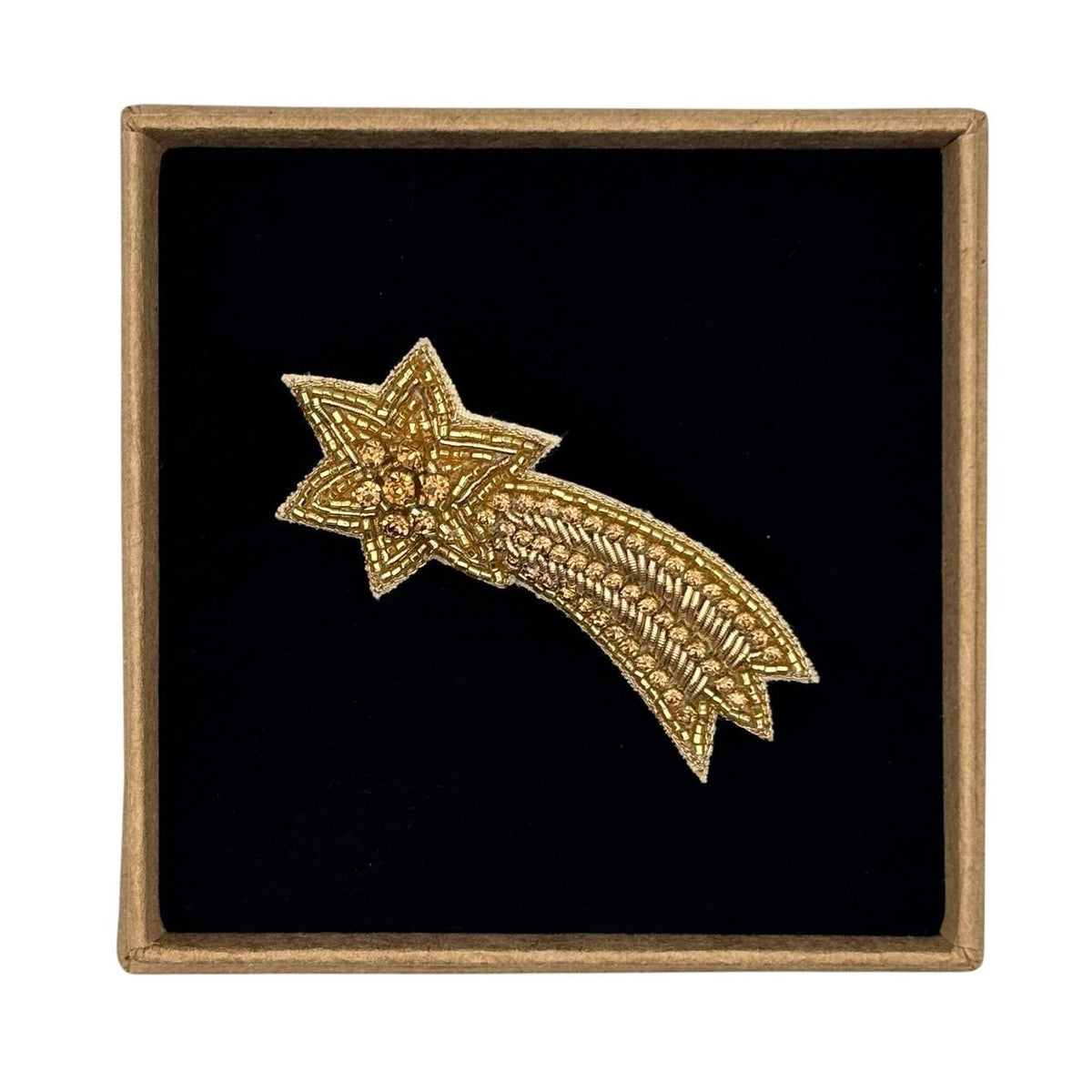 Gold Shooting Star embroidered brooch / pin