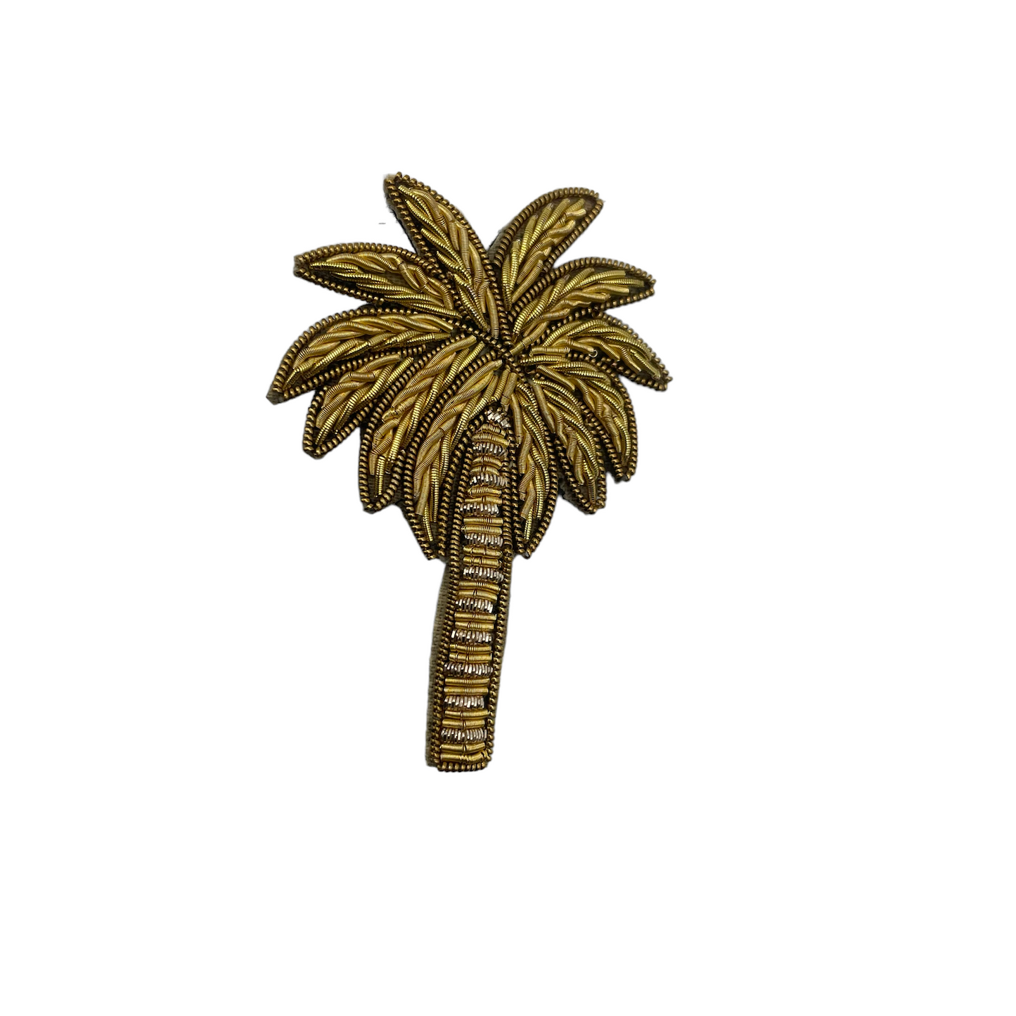 Jewellery Travel Pot in chartreuse stripe - Palm Tree pin