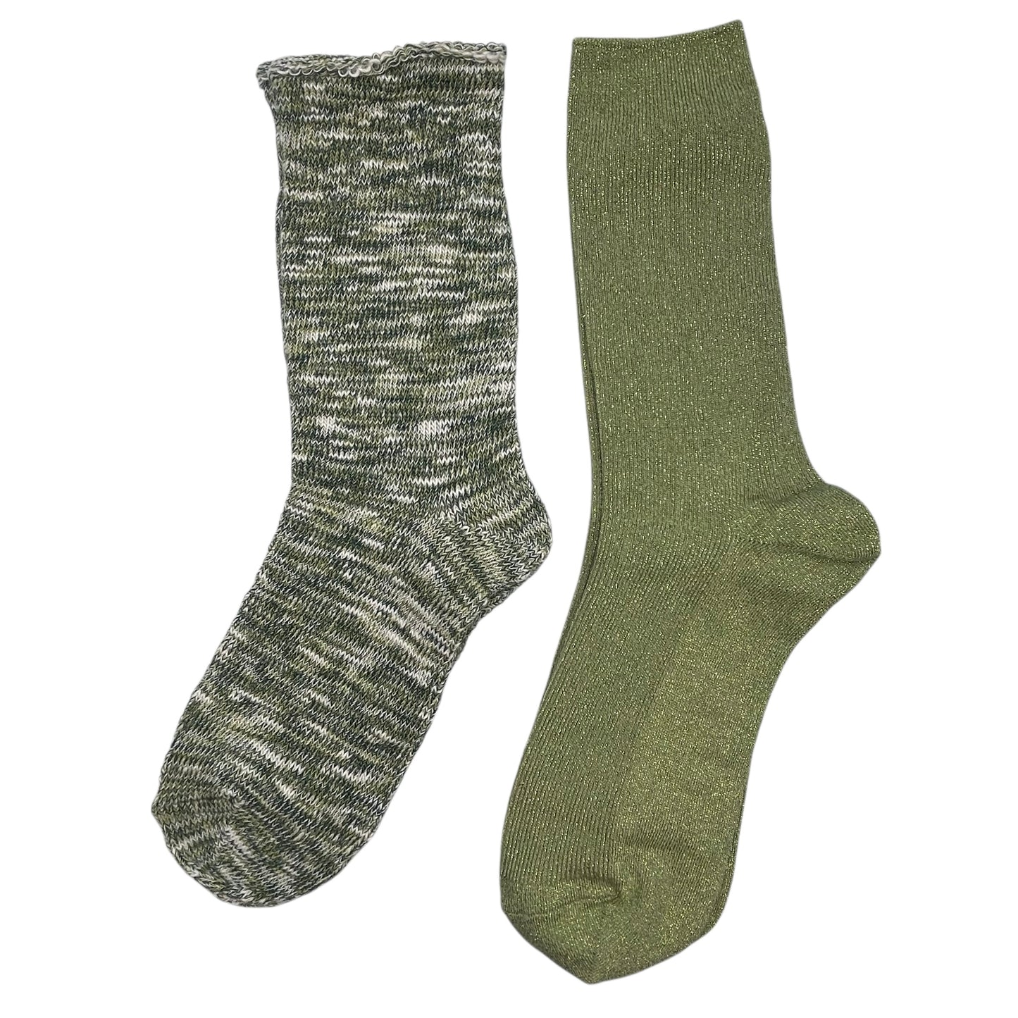Green Fargo & Pistachio Vegas sock box duo with embroidered brooch
