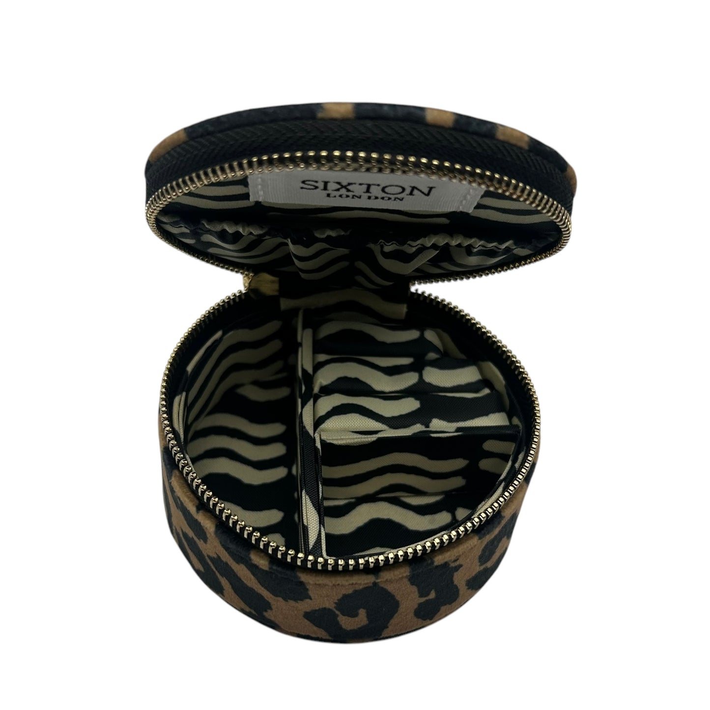 Jewellery Travel Pot in leopard print - Tiger Head pin
