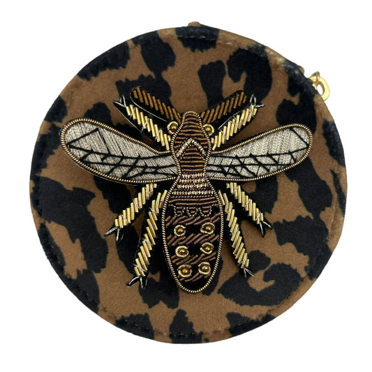 Jewellery Travel Pot in leopard print - Metallic Insect pin