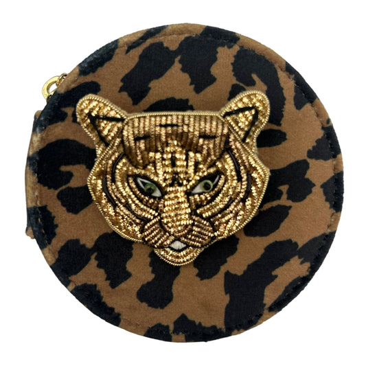 Jewellery Travel Pot in leopard print - Tiger Head pin
