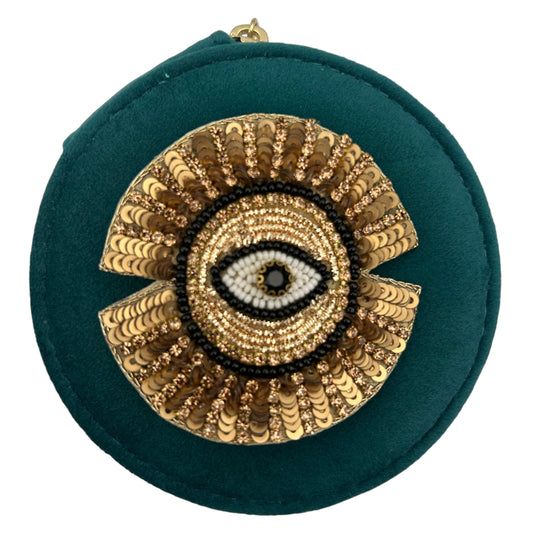 Jewellery Travel Pot in teal - Sunray Eye brooch