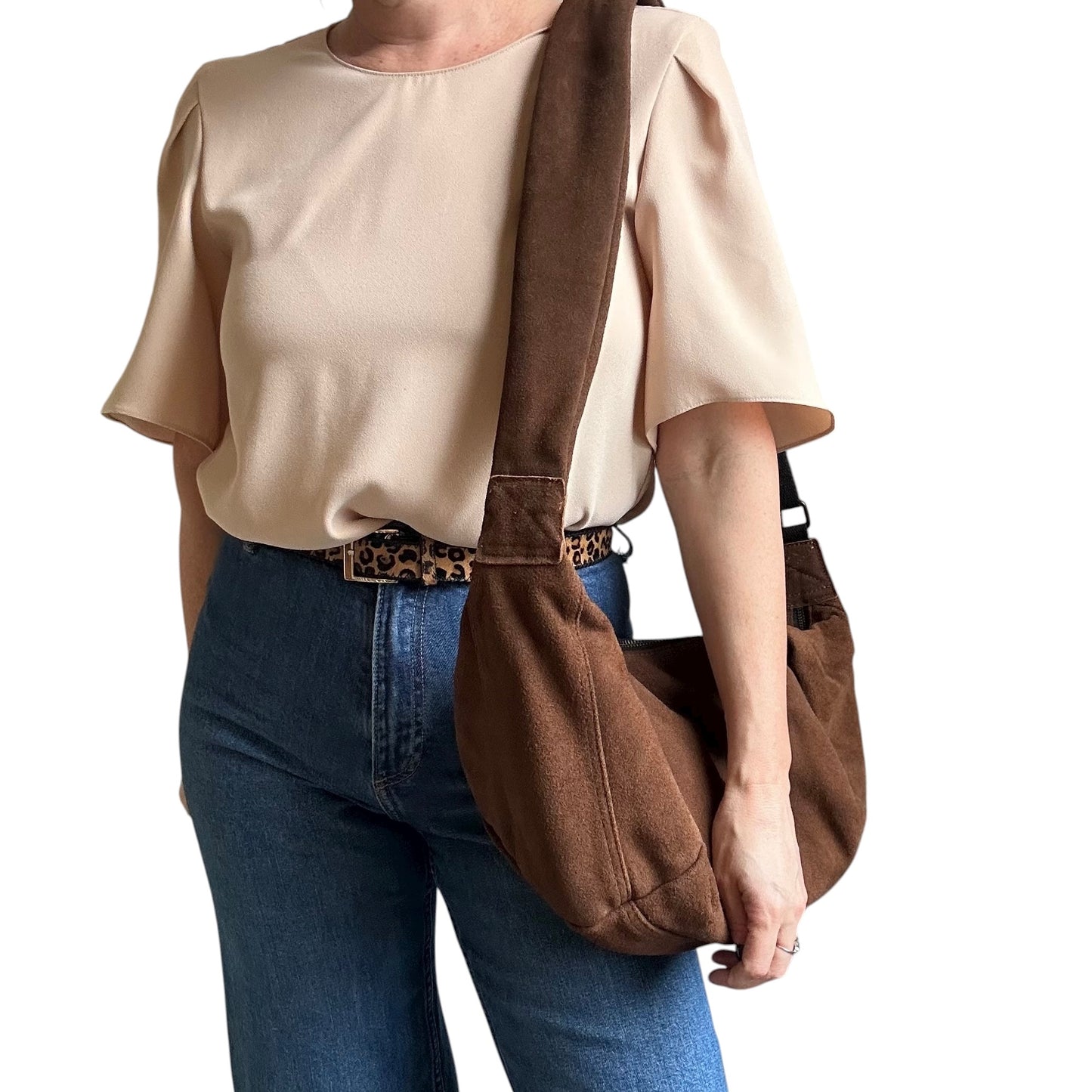 Brixton cross body sling bag -  brown suede - large