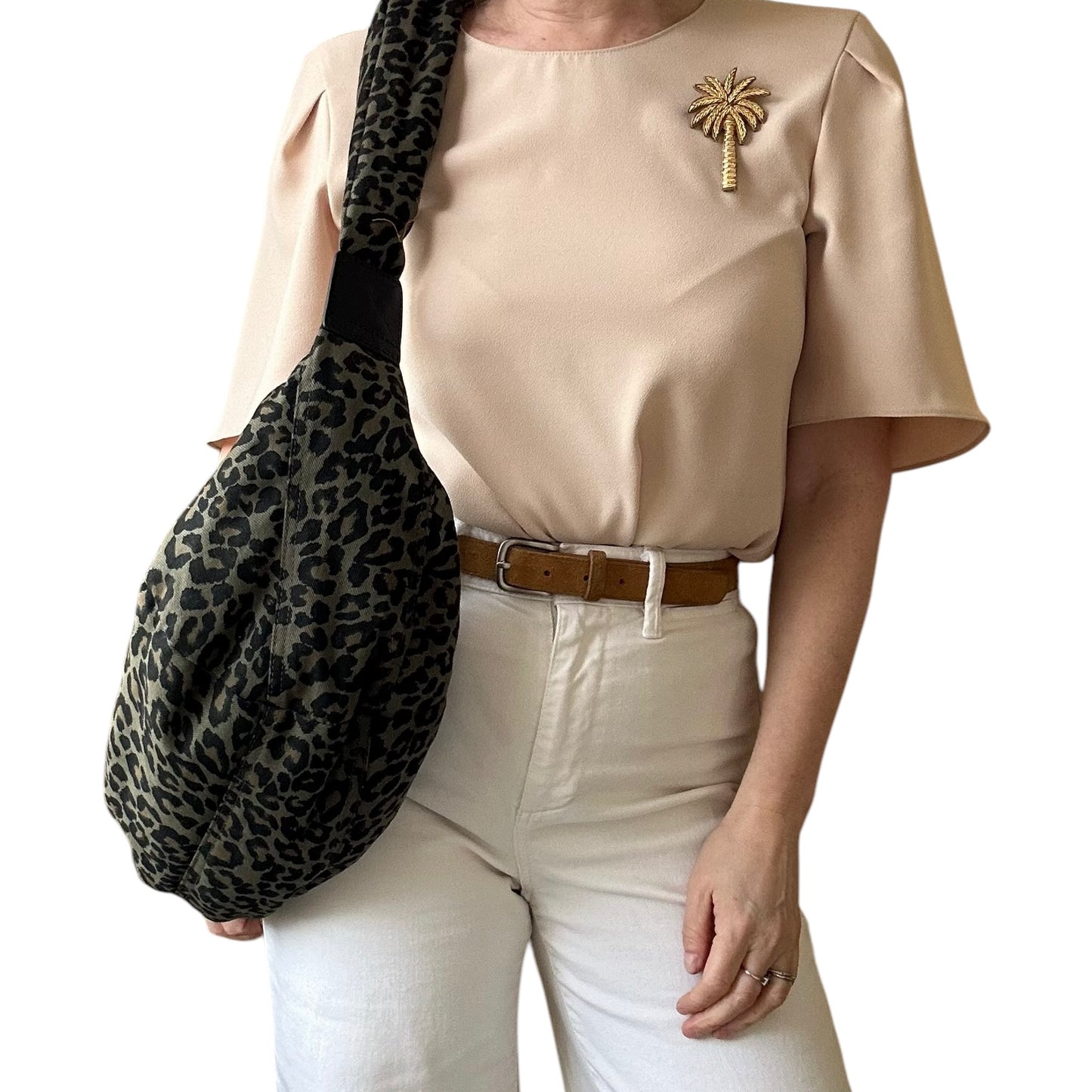 Brixton cross body sling bag - leopard print green - large