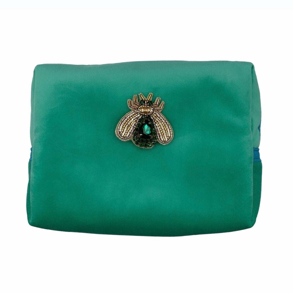 Marine makeup bag & jewelled insect pin