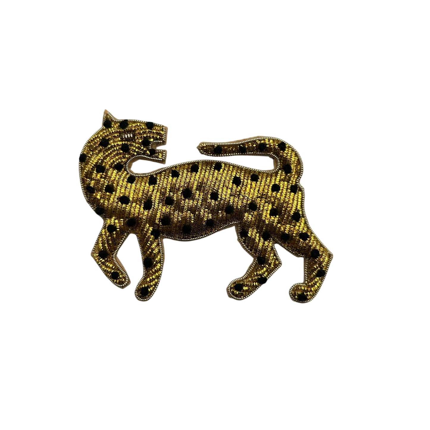 Yellow stripe make-up bag with Leopard pin