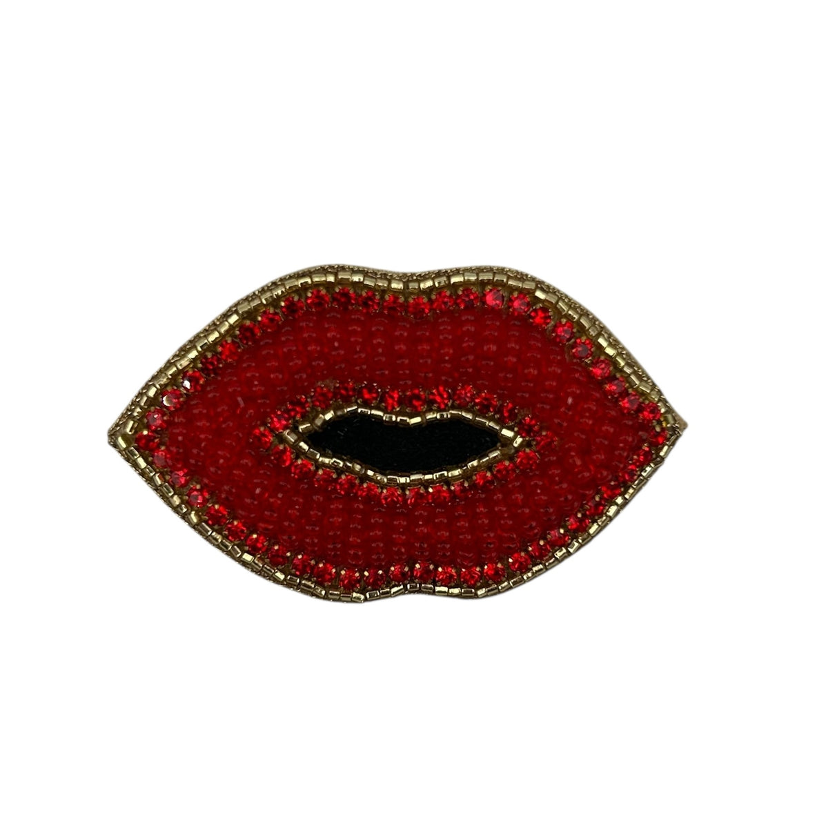 Red Lips embroidered brooch / pin