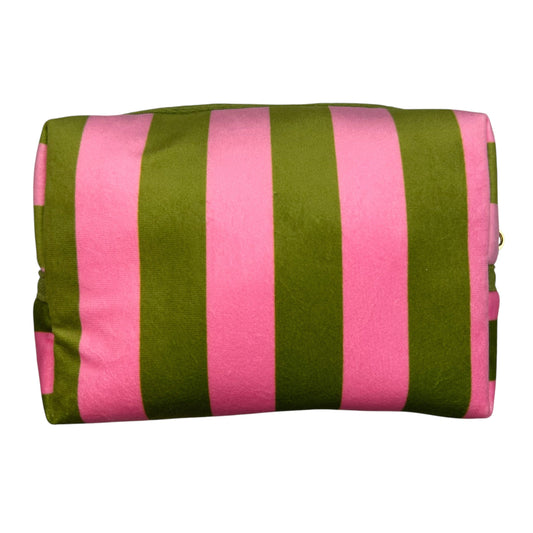 Chartreuse stripe make-up bag