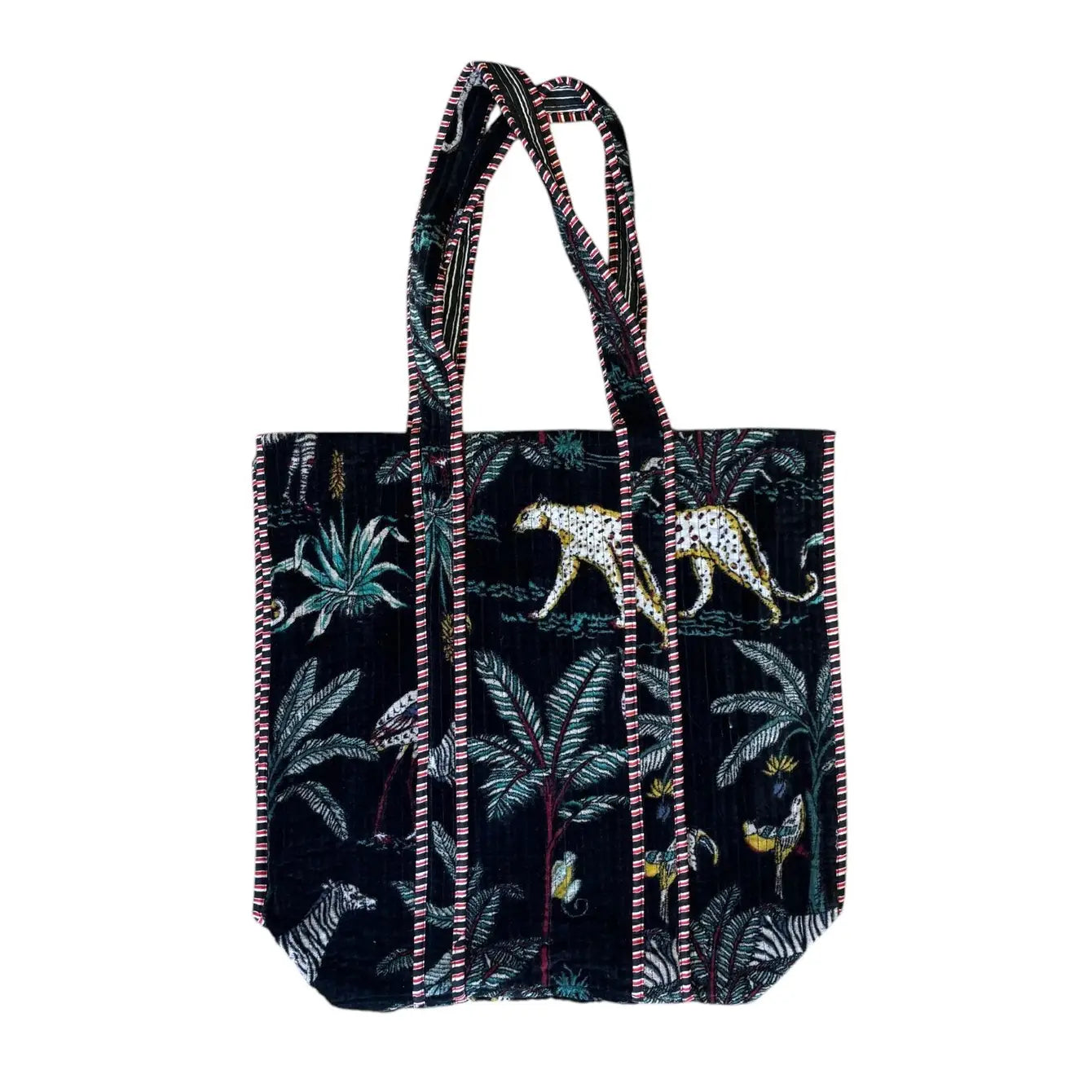 Madagascar velvet tote bag in black