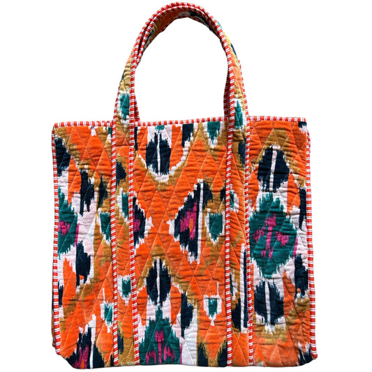 Odisha velvet tote bag in orange