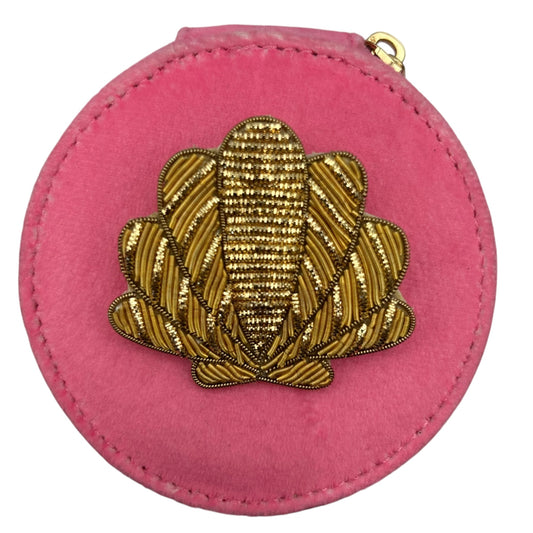 Jewellery Travel Pot in pale pink - Shell brooch