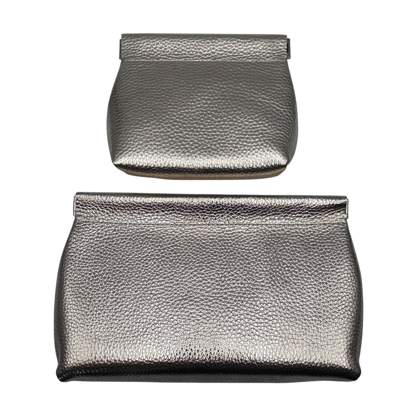 Small Gold Leather Pouch - textured metallic